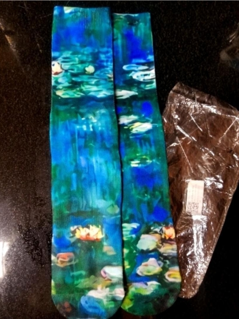Socks Water Lily Print Monet Crew Size 5 To 10 Us